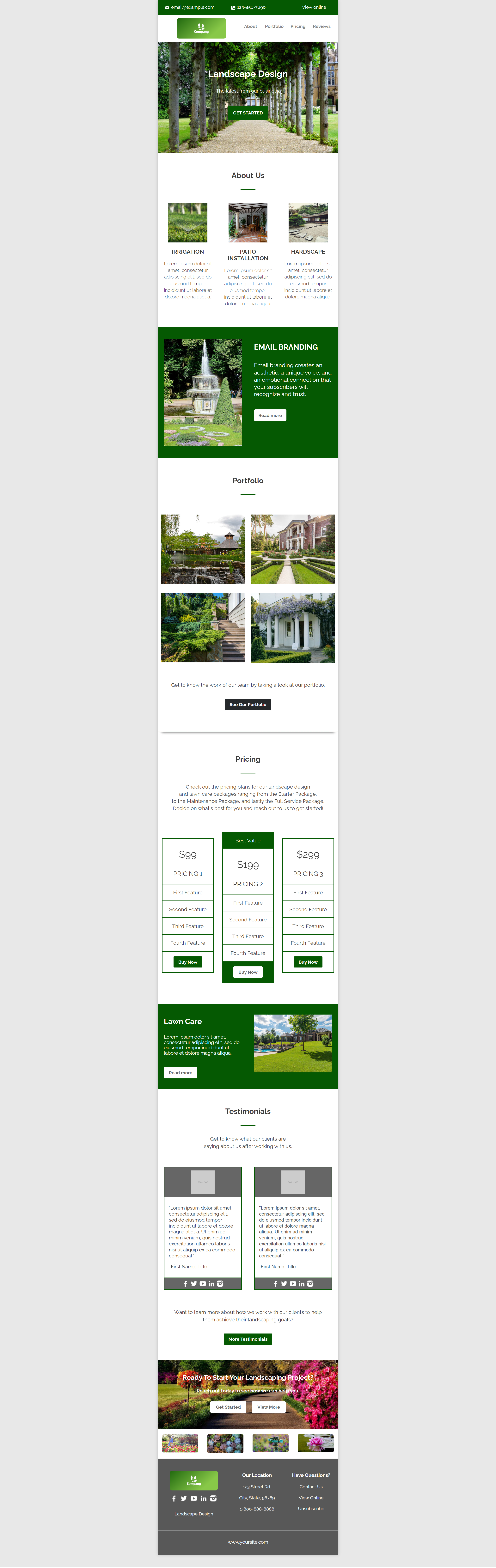 Screenshot of Landscaping Email Template